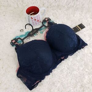 Bluxe 38D Blue 2 pcs Lace  PushUp Lightly Lined Bra